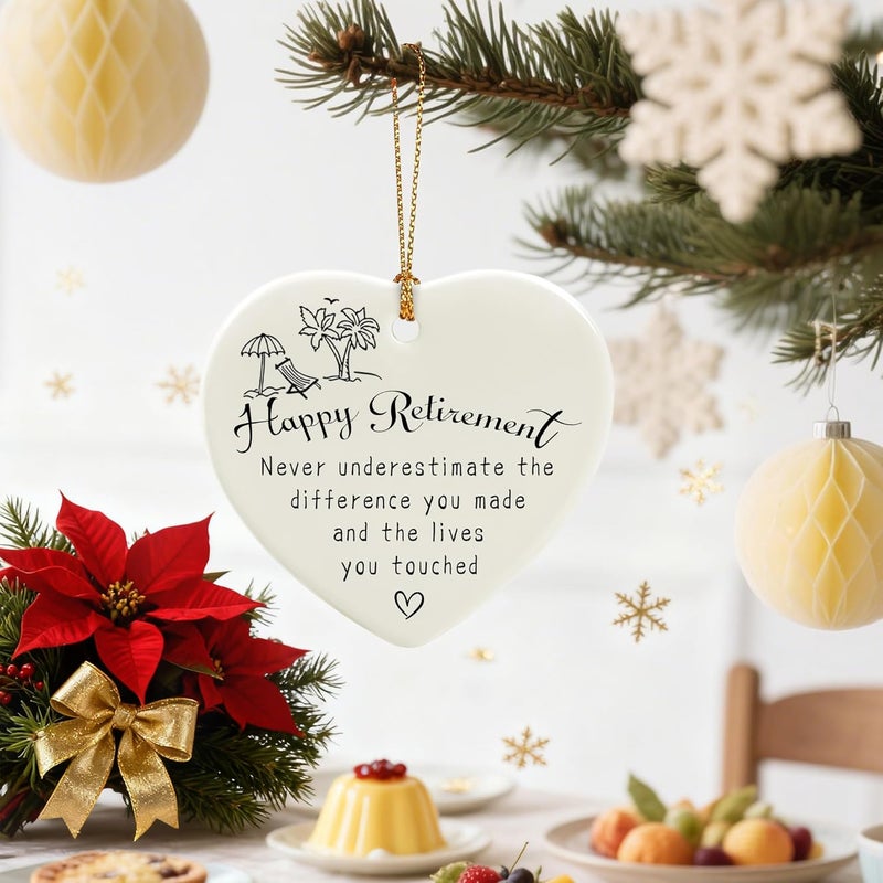 Jocidea Happy Retirement Gifts | Retirement Gifts for Women, Men, Coworker, Boss, Employee, Teacher, Nurse | Thank You Gift, Appreciation Gift for Women Men | Ceramic Heart Christmas Ornament - Image 5